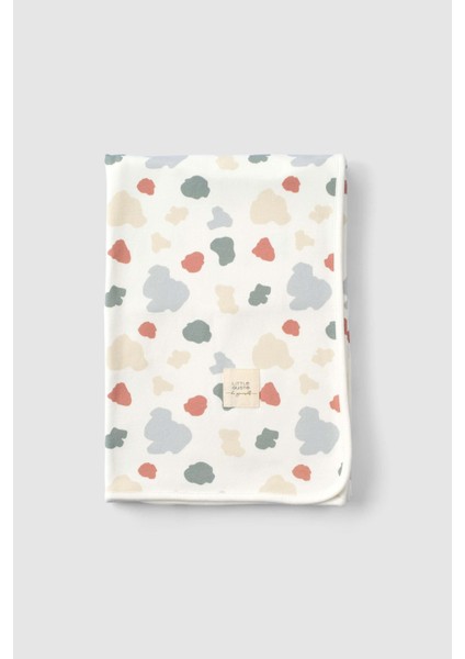 Çift Katlı Organik Pamuk Bebek Battaniyesi Animal Desenli 80X100 cm