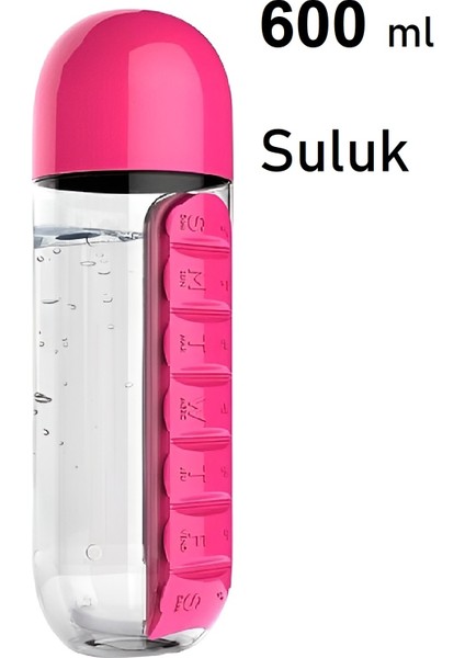 Vitamin Ilaç Saklama Su Şişesi 600 ml Sızdırmaz Kapak Bardak Suluk Düzenleyici Hap Kutulu Matara modelleri