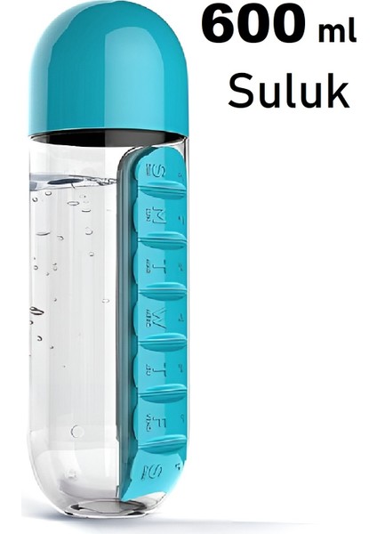 Vitamin Ilaç Saklama Su Şişesi 600 ml Sızdırmaz Kapak Bardak Suluk Düzenleyici Hap Kutulu Matara modelleri