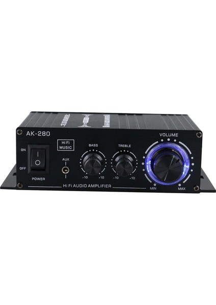 AK-280 Ev Audio Amplifikatörü 2 Kanal 12V Mavi LED Işıklarla (Yurt Dışından)
