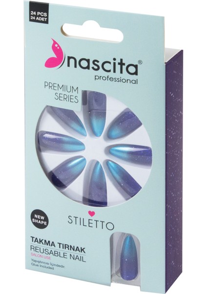 24'lü Renkli Takma Tırnak Stiletto - 188