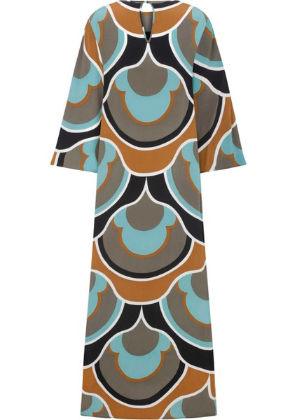 %100 İpek Yırtmaç Detaylı Uzun Elbise Standart Renk K2211024_089