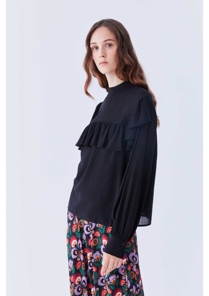 Volanlı Bluz Siyah K2233001_001 modelleri