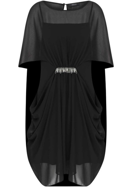 İşlemeli Transparan Abiye Elbise Siyah K2311031_001