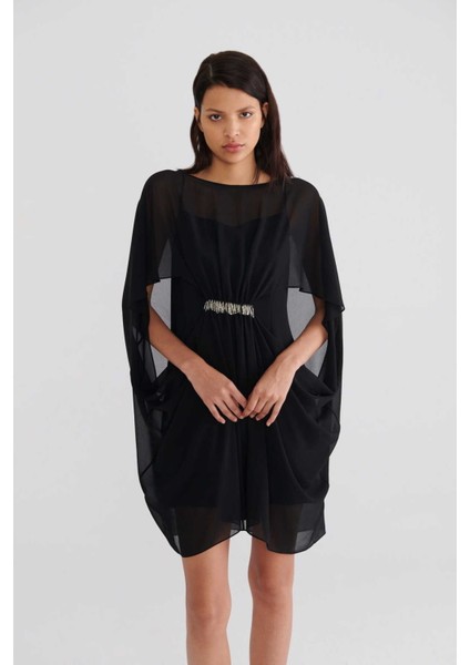 İşlemeli Transparan Abiye Elbise Siyah K2311031_001