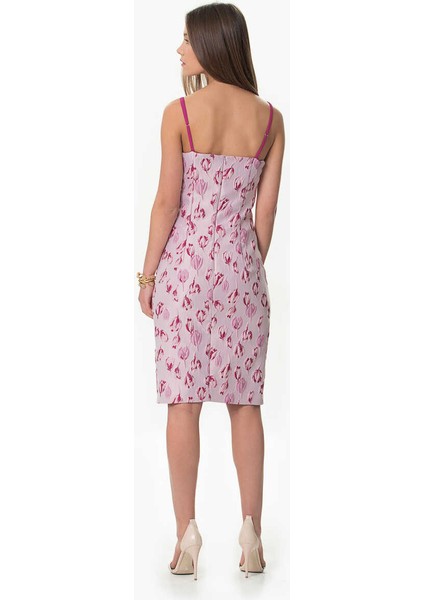 Çiçek Desenli Midi Elbise Pembe Y1611093_038 indirimleri