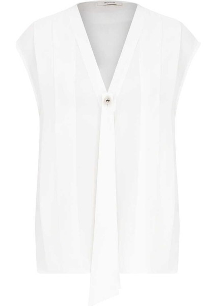 V Yakalı Transparan Bluz Ekru Y2313027_049