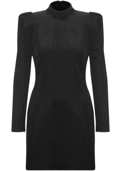 Çizgili Mini Abiye Elbise Siyah K2311524_001 fırsatları