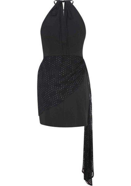 Simli Bağlamalı Abiye Elbise Siyah Y2211525_001