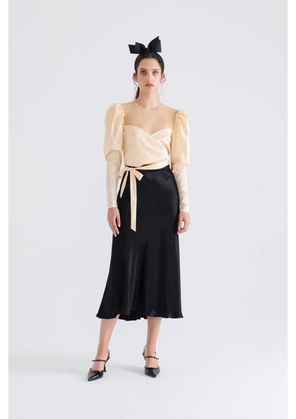 Tül Detaylı Bluz Bej K2313033_024