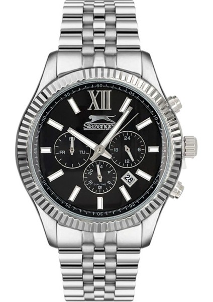 SL.09.1946.2.02 Erkek Kol Saati Siyah Kadranlı Çelik Kasa 3 ATM Suya Dayanıklı