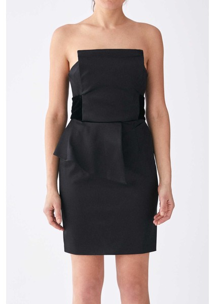 Bel Detaylı Straplez Mini Abiye Elbise Siyah K1711079_001 fırsatları