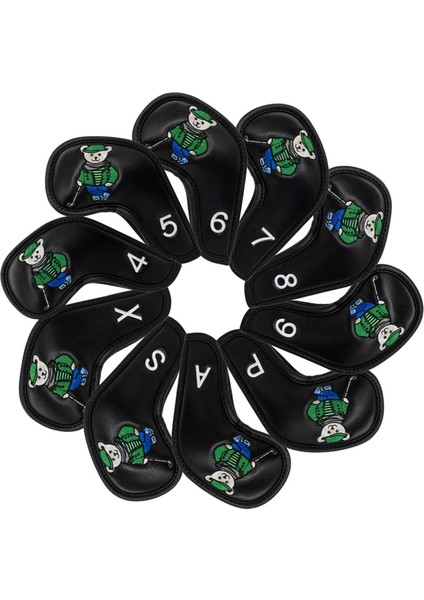 10X Golf Demir Headcover Golf Kama Kapakları Set Açık Hava Spor Su Geçirmez 4-9, P, S, A, x Pu Nakamlı Erkekler Hediye Kulübü Kafa Kafa Kafa Koruyucusu, Siyah (Yurt Dışından) fiyatları