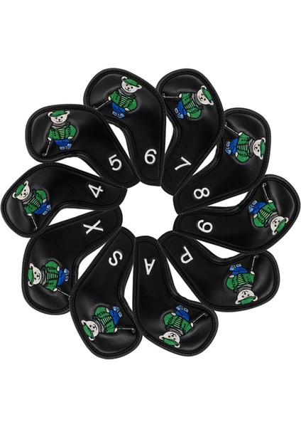 10X Golf Demir Headcover Golf Kama Kapakları Set Açık Hava Spor Su Geçirmez 4-9, P, S, A, x Pu Nakamlı Erkekler Hediye Kulübü Kafa Kafa Kafa Koruyucusu, Siyah (Yurt Dışından) fırsatları