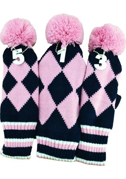 3pcs Örme Golf Kulübü Kafa Örtüsü El Yapımı Manşon Için El Yapımı Manşon Sürücü Fairway Pembe (Yurt Dışından) fiyatları