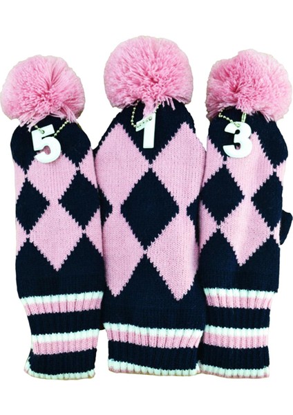 3pcs Örme Golf Kulübü Kafa Örtüsü El Yapımı Manşon Için El Yapımı Manşon Sürücü Fairway Pembe (Yurt Dışından) modelleri