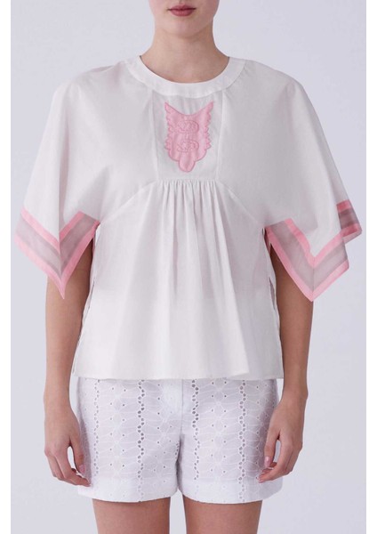 Kol ve Ön Detaylı Bluz Krem Y2113124_047