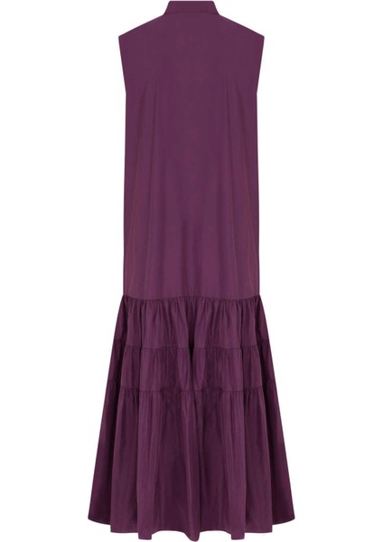 Boyundan Bağlamalı Uzun Elbise Mor K2211027_018