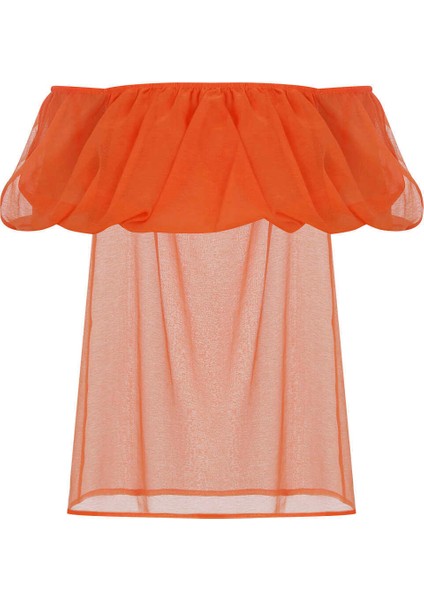 Transparan Turkuaz Straplez Bluz Oranj Y2213049_011 fırsatları