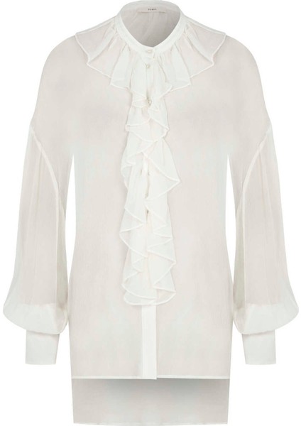 Yakalı Şifon Bluz Ekru Y2213050_049