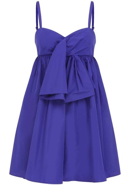 Fiyonk Detaylı Mini Tafta Saks Abiye Elbise Saks Y2311328_021 fırsatları