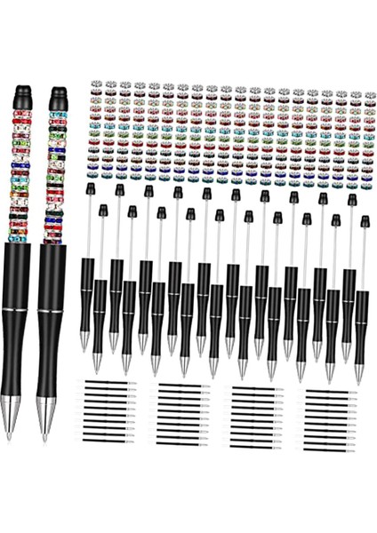 300PCS Beadable Pens Ball Kalem 1.0mm Sınav Için Yedek Günlük Kalemler Çizim Siyah Set (Yurt Dışından)