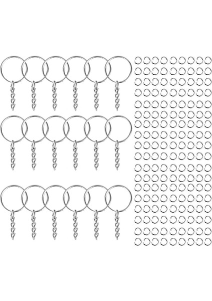 200PCS Anahtar Zincirleri Atlama Anahtarı Anahtar Anahtarlık Yapma Dıy Argent (Yurt Dışından)