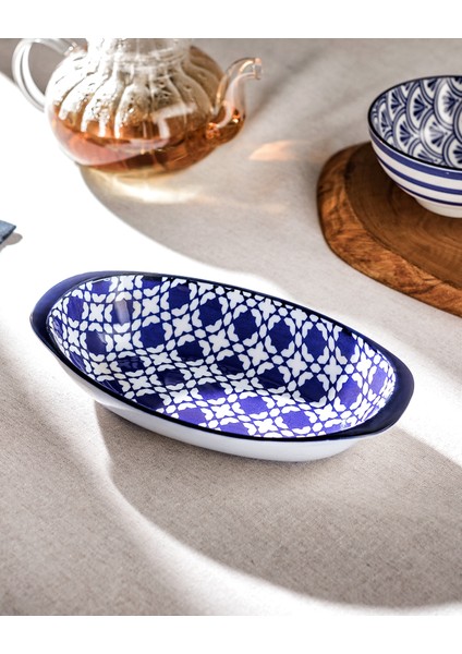 Rêve Bleu Brest New Bone China Oval Kulplu Tabak
