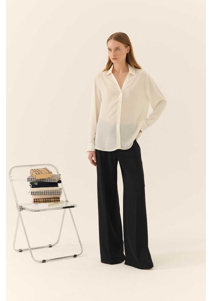 Krep Kadın Gömlek Ekru Y2313548_049