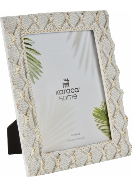 Melanie Hasır Görünümlü Fotoğraf Çerçevesi Beyaz