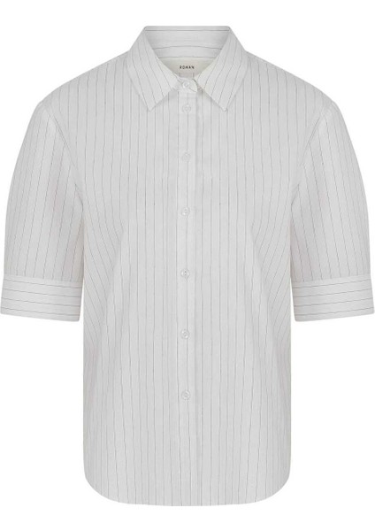 Çizgili Kısa Kollu Kadın Gömlek Kemik Y2213564_019 fırsatları