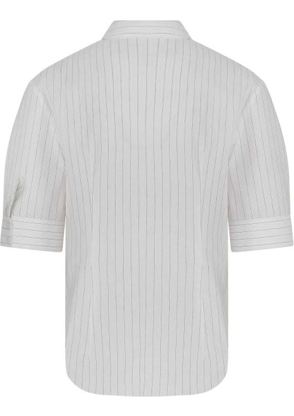 Çizgili Kısa Kollu Kadın Gömlek Kemik Y2213564_019 indirimleri