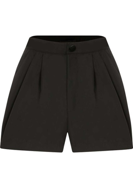 Pileli Şort Siyah K2312601_001