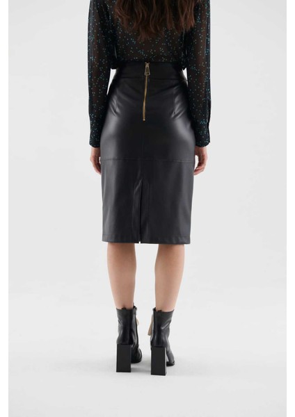 Tokalı Suni Deri Midi Etek Siyah K2315027_001 fiyatları