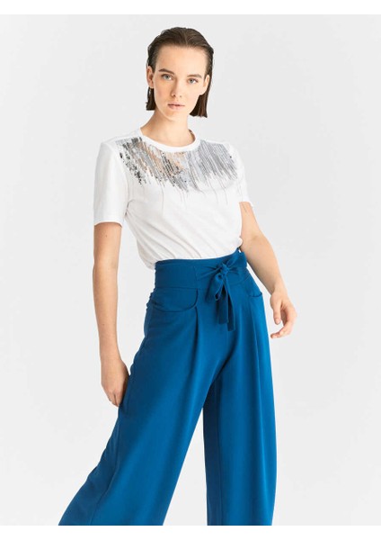 Belden Bağlamalı Kadın Pantolon Petrol K2012051_010