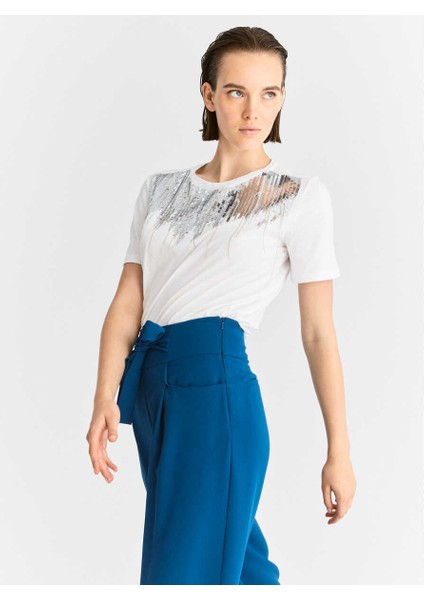 Belden Bağlamalı Kadın Pantolon Petrol K2012051_010