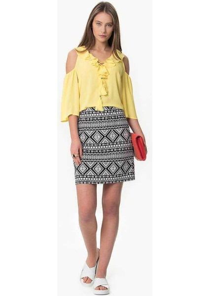 Desenli Etek Siyah-Kemik Y1615051_093 fırsatları