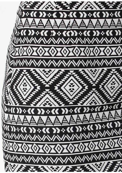 Desenli Etek Siyah-Kemik Y1615051_093