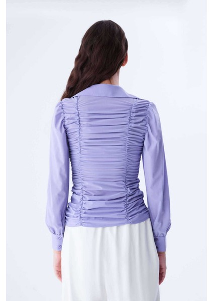 Büzgü Detaylı Kadın Gömlek Lila K2113538_017 indirimleri