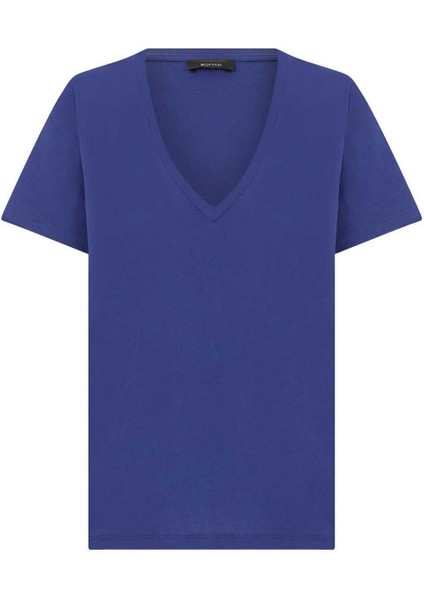 V Yakalı Kadın Tişört Lacivert Y2254227_015