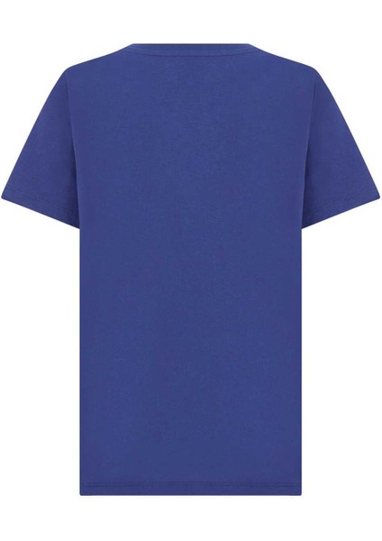 V Yakalı Kadın Tişört Lacivert Y2254227_015