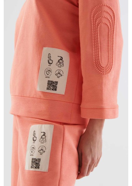 Işlemeli Kadın Sweatshirt Somon Y2254215_020