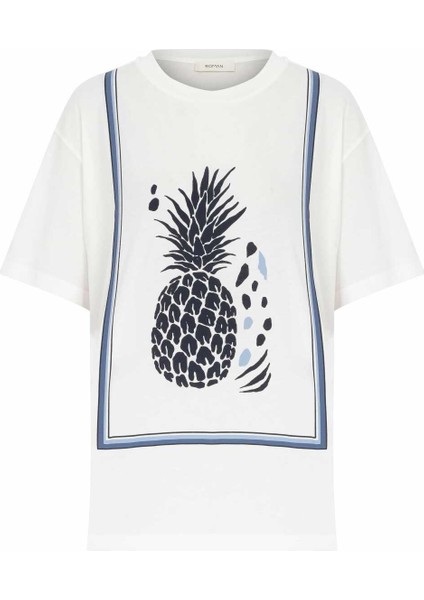 O Yaka Baskılı T-Shirt Beyaz Y2354108_002 fırsatları