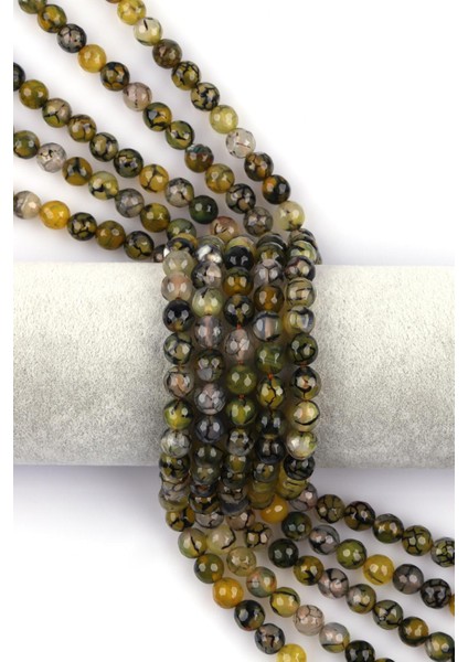 Yeşil Akik Doğal Taş Dizi 8 mm Fasetli Küre Kesim