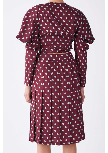 Puantiyeli Pileli Etek Bordo K1915049_008 fiyatları