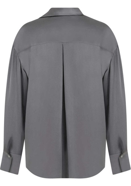 %100 İpek Yaka Detaylı Gömlek Antrasit K2213557_046 indirimleri