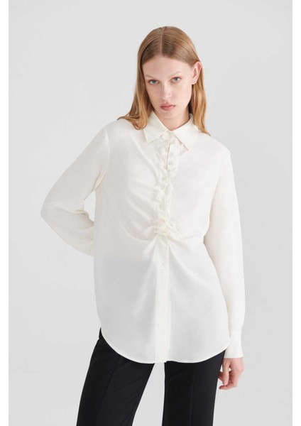 Yakası Büzgülü Kadın Gömlek Kemik K2313585_019 fiyatları