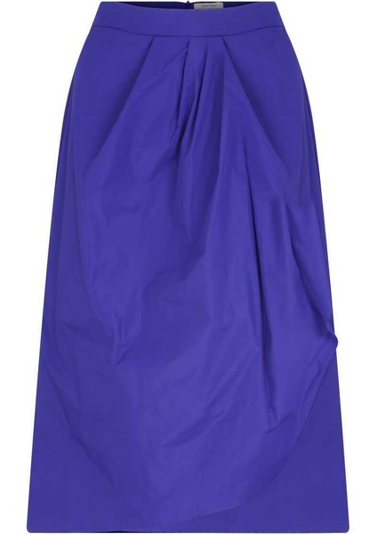 Drapeli Tafta Midi Etek Saks Y2315062_021