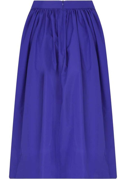 Drapeli Tafta Midi Etek Saks Y2315062_021