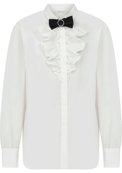 Fırfırlı Gömlek Beyaz K2333504_002